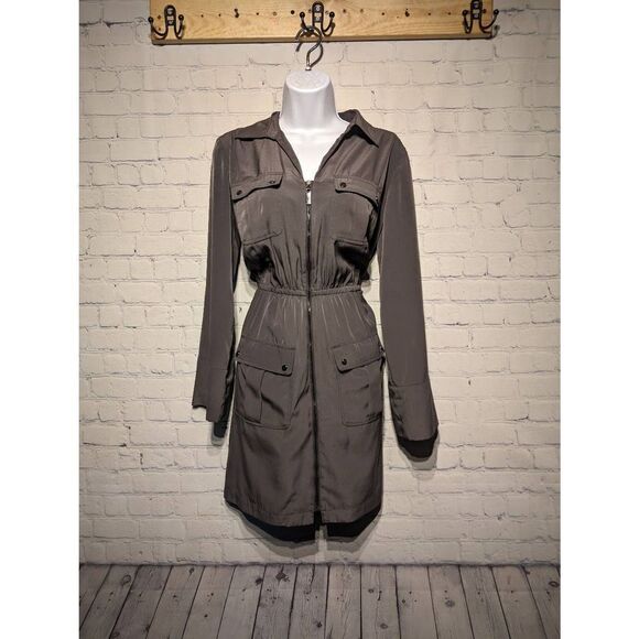 Alfani army green silky full zip dress size 10 - Picture 1 of 3